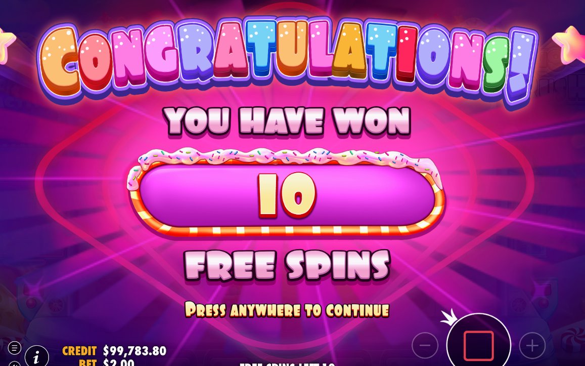 Free Spins där CREDIT-saldot står still till rundans slutskärm