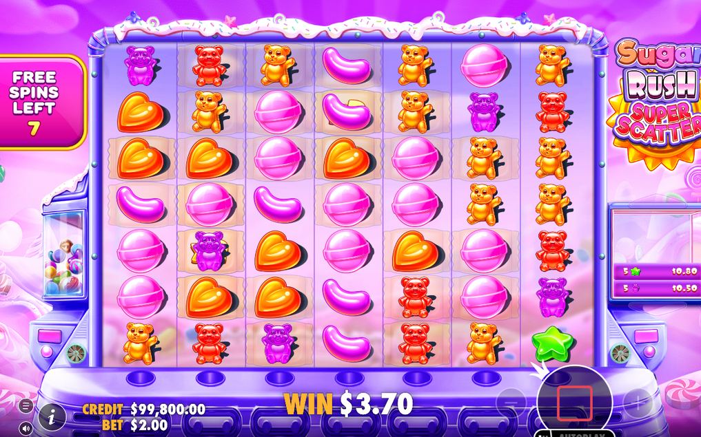 Free Spins efter retrigger med fler spinn på rutnätet